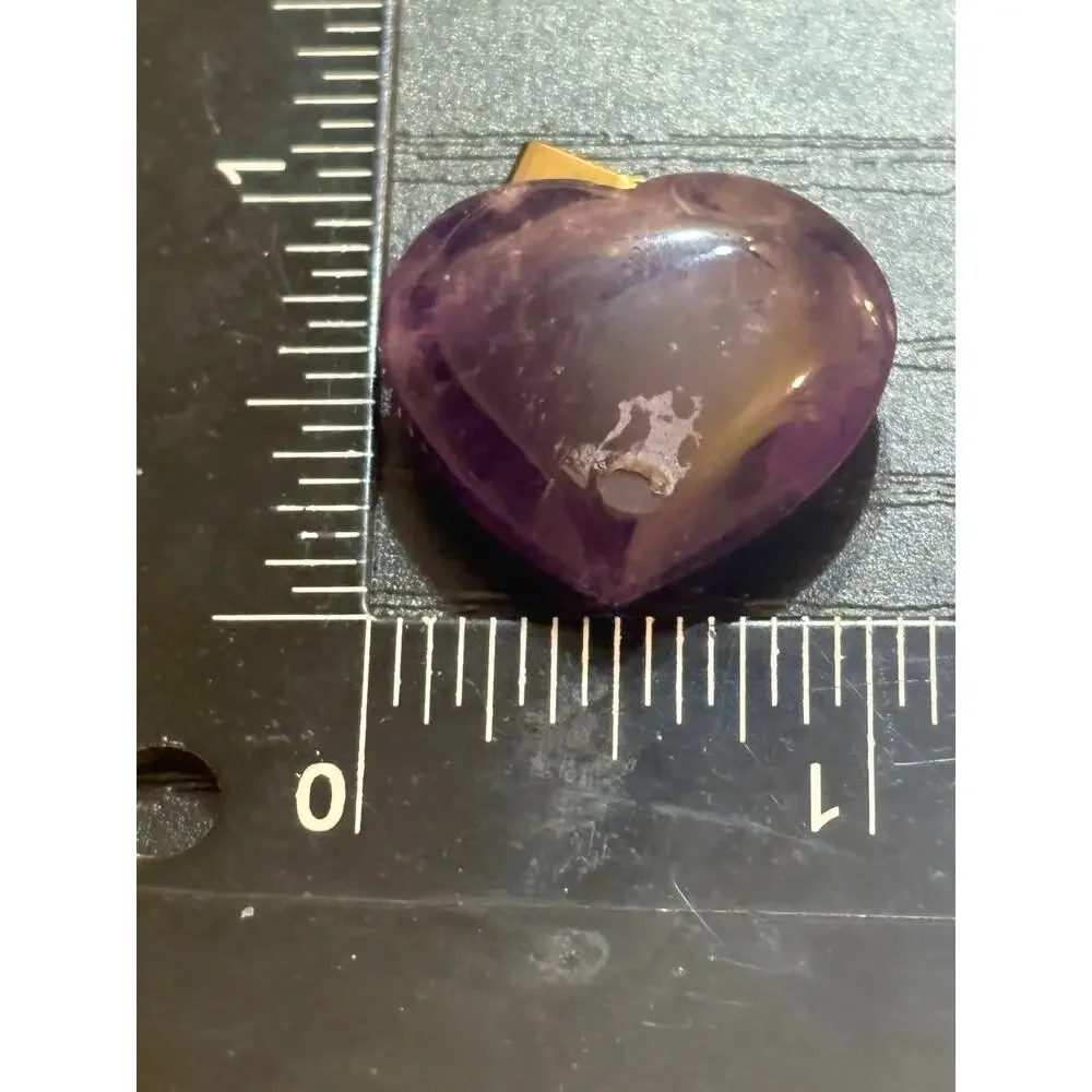 Genuine Amethyst Heart Pendant Gold Tone
